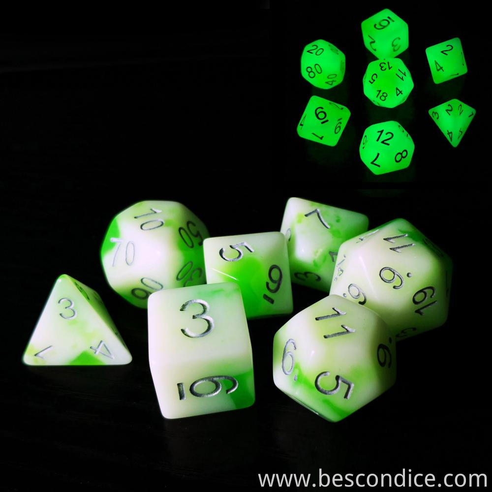 Luminous Jade Game Dice Set 1